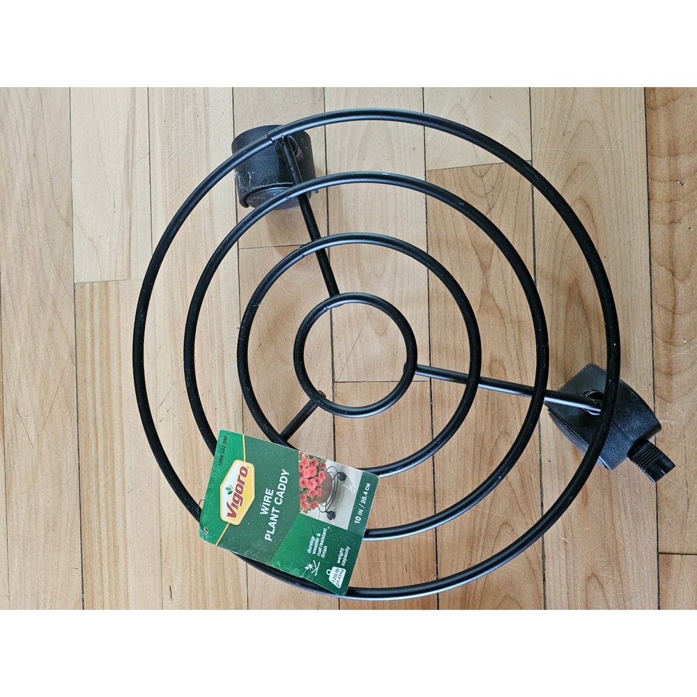 Vigoro 10 Inch Wire Plant Caddy Black Weather Resistant Rolling Pot Stand 120lb